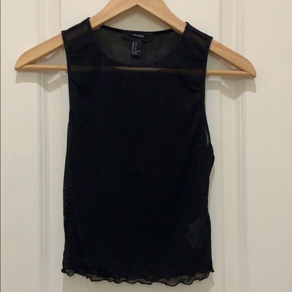 🖤 Forever 21 Sheer Black Crop Top (Size Small) - Picture 1 of 4